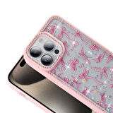 iPhone 15 Pro Max Kılıf Mini Desenli Taşlı ve Simli Sert Premium Siikon Kapak Royal Case/Azra