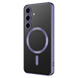 Samsung Galaxy S24 FE Kılıf M-Safe Destekli ve Kenarları Parlak Arkası Şeffaf Şık Silikon Kapak Royal Case/Demre