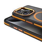 iPhone 15 Pro Max Kılıf Turuncu Şeritli Magsafe Özellikli Şık Azure Premium Kapak