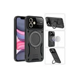 Samsung Galaxy A15 4G Kılıf Manyetik Standlı Joy Lens Premium Tank Silikon Kapak - Mor