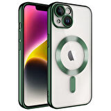 iPhone 13 Kılıf M-Safe Destekli ve Kenarları Parlak Arkası Şeffaf Şık Silikon Kapak Royal Case/Demre