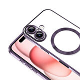 iPhone 14 Pro Kılıf M-Safe Destekli ve Kenarları Parlak Arkası Şeffaf Şık Silikon Kapak Royal Case/Demre