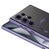 iPhone 14 Pro Kılıf M-Safe Destekli ve Kenarları Parlak Arkası Şeffaf Şık Silikon Kapak Royal Case/Demre