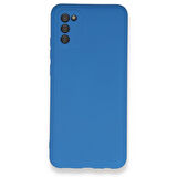 Samsung Galaxy A02S Kılıf İçi Kadife Kaplı Nano Silikon Kapak - Mavi