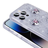 iPhone 14 Pro Max Kılıf Figür ve Simli Köşe Korumalı Zelira Premium Silikon Kapak