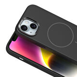 iPhone 14 Kılıf M-Safe Şarj Özellikli ve Metal Kamera Çerçeveli Edi Premium Silikon Kapak