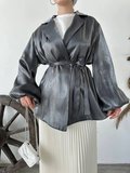 Luna Simli Saten Kumaş Blazer Ceket TNS-4393