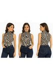 body yarım yaka sıfır kol örme kumaş viskon body zebra desen