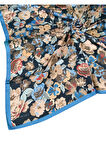 Buqle Jan Jan Çiçek Desenli Saten Eşarp - 100x100 cm