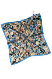Buqle Jan Jan Çiçek Desenli Saten Eşarp - 100x100 cm