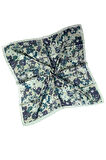 Buqle Jan Jan Çiçek Desenli Saten Eşarp - 100x100 cm