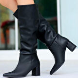 BİÇOMİ Roksa Siyah Cilt Topuklu Çizme