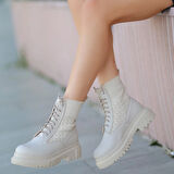 BİÇOMİ Utag Bej Cilt Bağcıklı Bot