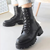 BİÇOMİ Flona Siyah Cilt Bağcıklı Bot