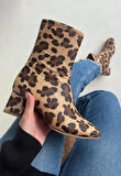 BİÇOMİ Birta Leopar Cilt Streç Topuklu Bot