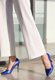 BİÇOMİ Jilya Mavi Cilt Stiletto Ayakkabı