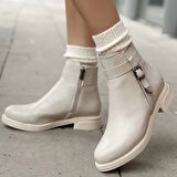 BİÇOMİ Wiota Bej Cilt Topuklu Bot