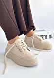 BİÇOMİ Carin Bej Keten Bağcıklı Spor Ayakkabı