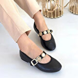 BİÇOMİ Atnis Siyah Cilt Babet Ayakkabı