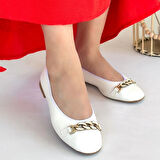 BİÇOMİ Cleo Beyaz Cilt Babet Ayakkabı