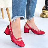 BİÇOMİ Jecci Kırmızı Cilt Topuklu Ayakkabı