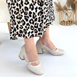 BİÇOMİ Tino Bej Cilt Topuklu Ayakkabı