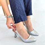 BİÇOMİ Feey Gümüş Cilt Topuklu Ayakkabı