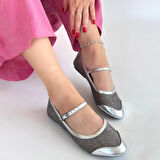 BİÇOMİ Toyan Gümüş Cilt Babet Ayakkabı