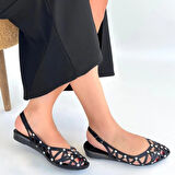 BİÇOMİ Faty Siyah Cilt Babet Ayakkabı