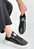 BİÇOMİ Hley Siyah Rugan Paraşüt Detaylı Bağcıklı Spor Ayakkabı