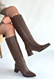 BİÇOMİ Roksa Acı Kahvei Cilt Topuklu Çizme
