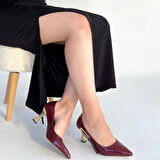 BİÇOMİ İnja Bordo Rugan Topuklu Ayakkabı