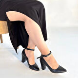 BİÇOMİ Rity Siyah Cilt Topuklu Ayakkabı