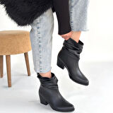 BİÇOMİ Lukana Siyah Cilt Topuklu Körüklü Bot