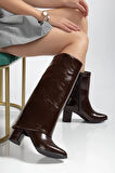 BİÇOMİ Wila Kahverengi Parlak Topuklu Tak Çıkar Çizme