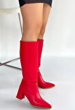 BİÇOMİ Roksa Kırmızı Cilt Topuklu Çizme