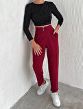 BİÇOMİ örme krep pantolon çift düğmeli