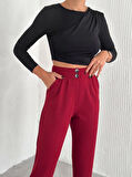 BİÇOMİ örme krep pantolon çift düğmeli