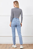 BİÇOMİ Yüksek bel yırtmaçlı mom jean pantolon