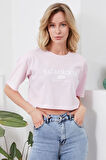 BİÇOMİ Baskılı Crop tişört