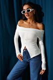 BİÇOMİ Madonna Yaka Düğmeli Bluz Beyaz t4329