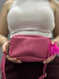 BİÇOMİ Ponpon fuşya cilt çanta