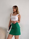 BİÇOMİ Körüklü cep etek yeşil s24904