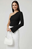 BİÇOMİ Tek Omuzlu Basic Bluz Siyah T4275