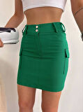 BİÇOMİ Körüklü cep etek yeşil s24904