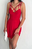 BİÇOMİ İnce çift askılı mini elbise