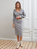 BİÇOMİ Kruvaze şardonlu etekli takım gri