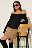 BİÇOMİ Madonna Çapraz Yaka Bluz Siyah t4331