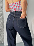 BİÇOMİ Palazzo süper taş enzim tint yıkama koyu lacivert jeans pantolon d2008