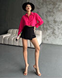 BİÇOMİ Poplin crop gömlek fuşya s3060